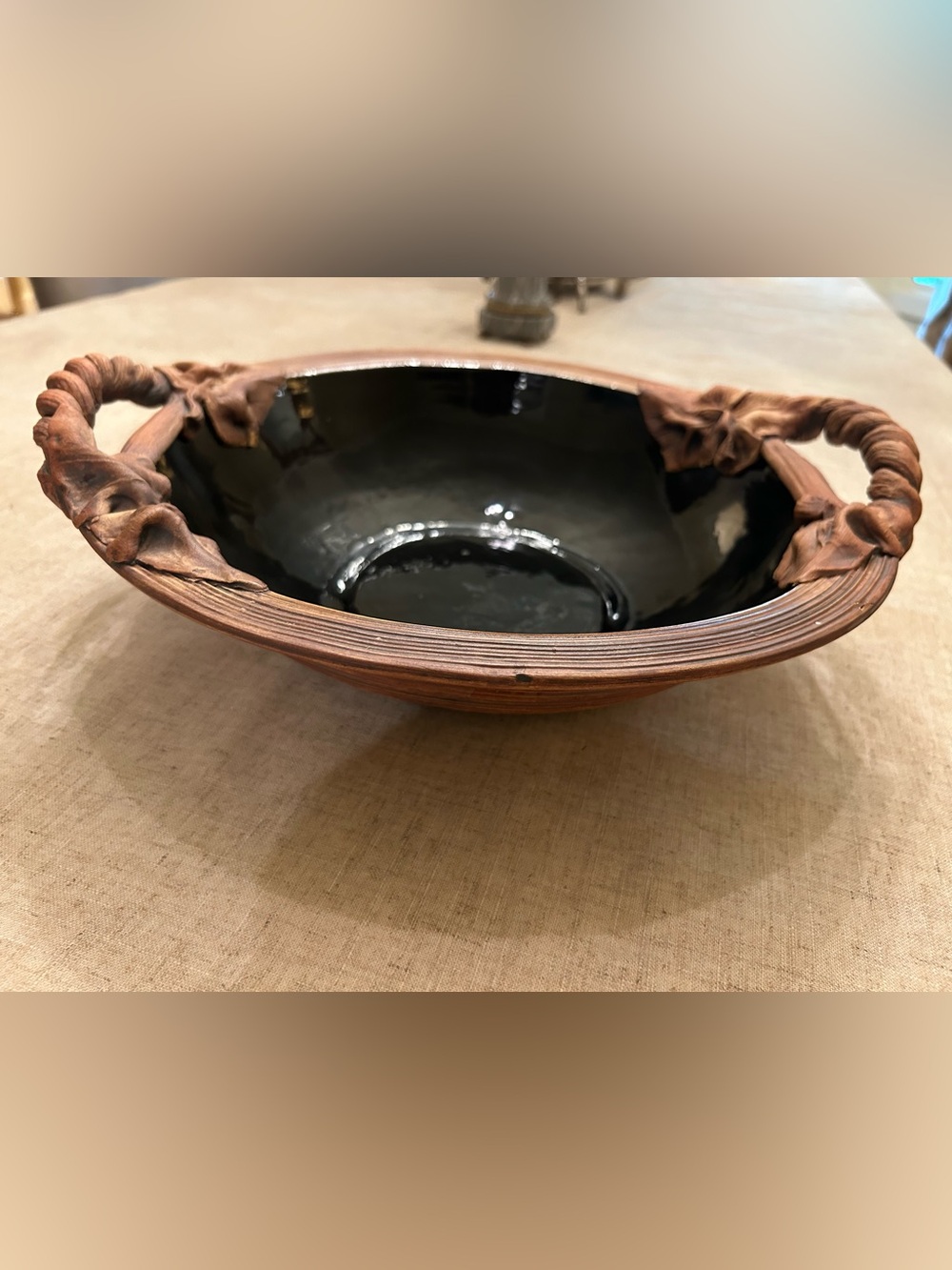Vintage Ellen Evans handcrafted studio Ex Lg pottery bowl signed & dated